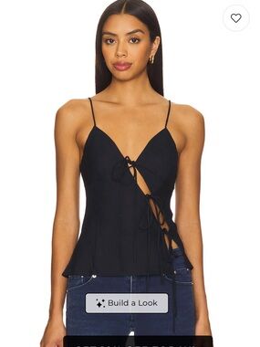 Lioness Navy Lace-Up Spaghetti Strap Camisole